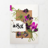 ヴィンテージピンクスイートピーとイニシャルフローラ結婚ズ 三つ折り招待状 (カバー)