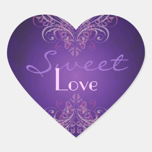 ヴィンテージピンクスクロールパープルキャンディビュッフェステッカー ハートシール (正面)