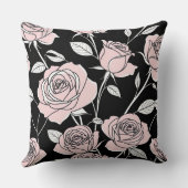 ヴィンテージピンクスタイル化バラ クッション (裏面)