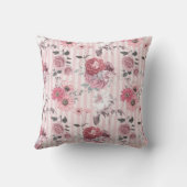 ヴィンテージピンクストライプのの花柄 クッション (裏面)