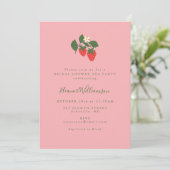 ヴィンテージピンクストロベリーブライダルシャワーティーパーティー 招待状 (スタンド正面)