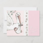 ヴィンテージピンクストークベビーガールシャワー招待状 招待状 (正面)