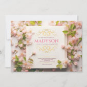 ヴィンテージピンクストーリーブックカバーバルミツワーパーティー 招待状 (正面)