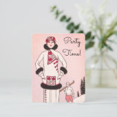 ヴィンテージピンクスノーシーンスキーパーティの招待状 招待状 (スタンド正面)