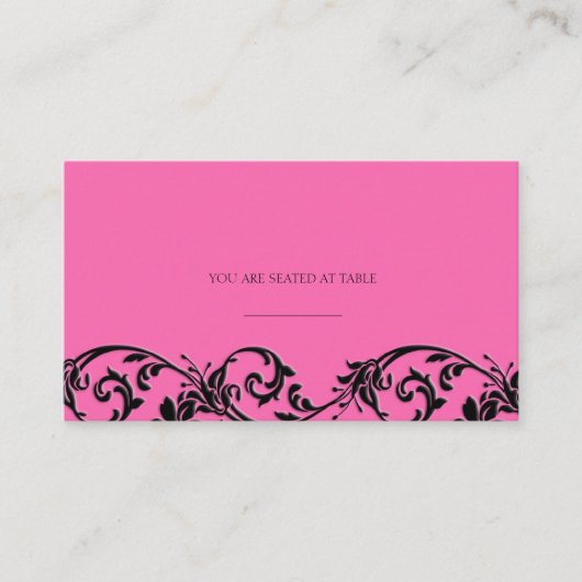 ヴィンテージピンクスワール結婚ズプレイスカード プレイスカード (正面)