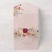 ヴィンテージピンクス&イエローフローラオンピンクNo Dinner オールインワン招待状 (外側)