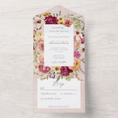 ヴィンテージピンクス&イエローフローラオンピンクNo Dinner オールインワン招待状 (内側)
