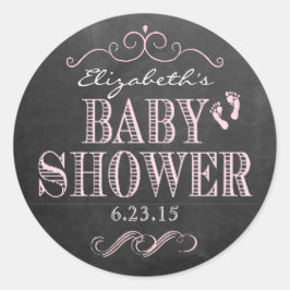 ヴィンテージピンクタイポグラフィシャルボードベビーシャワー ラウンドシール