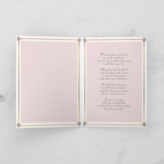 ヴィンテージピンクタータンチェックバラ&ハート母の日 カード (内部)