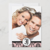 ヴィンテージピンクダマスクあなたの写真結婚式招待状 招待状 (裏面)