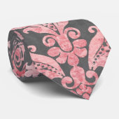 ヴィンテージピンクダマスクを深いグレー ネクタイ (ロール)