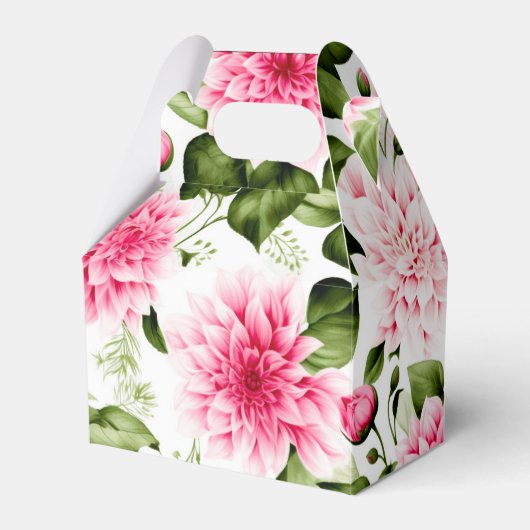 ヴィンテージピンクダリアスフローラルパタ結婚ーンのケーキ フェイバーボックス (正面サイド)