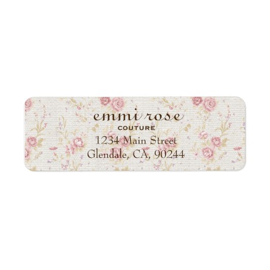 ヴィンテージピンクチニーバラプリント差出人住所ラベル ラベル (正面)
