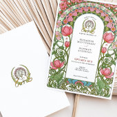 ヴィンテージピンクチューリップアールヌーボー結婚ズ 招待状