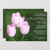 ヴィンテージピンクチューリップスブライダルシャワー 招待状 (正面/裏面)