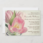 ヴィンテージピンクチューリップスメイソンジャー 招待状 (正面)