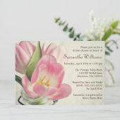 ヴィンテージピンクチューリップスメイソンジャー 招待状 (スタンド正面)