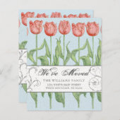 ヴィンテージピンクチューリップフローラ予算ムービングカード (正面/裏面)