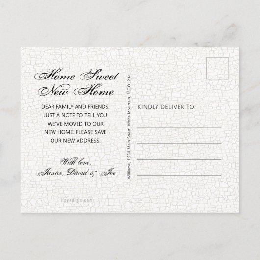 ヴィンテージピンクチューリップフローラ移動 案内ポストカード (裏面)