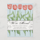 ヴィンテージピンクチューリップフローラ移動 案内ポストカード (正面)