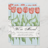 ヴィンテージピンクチューリップフローラ移動 案内状 (正面/裏面)