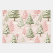ヴィンテージピンクツリーパターン ラッピングペーパーシート (正面3)