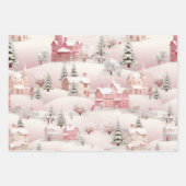 ヴィンテージピンクツリーパターン ラッピングペーパーシート (正面)