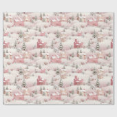 ヴィンテージピンクツリーパターン ラッピングペーパー (フラット)