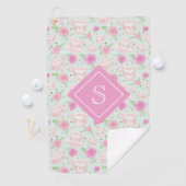 ヴィンテージピンクティーパーティーパターンモノグラム ゴルフタオル (インサイチュ)