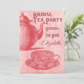 ヴィンテージピンクティーパーティーブライダルシャワー 招待状 (スタンド正面)