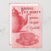 ヴィンテージピンクティーパーティーブライダルシャワー 招待状 (正面/裏面)
