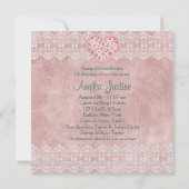 ヴィンテージピンクティール（緑がかった色）ベビーガールフォト《キリスト教》洗礼式や命名式 招待状 (裏面)