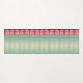 ヴィンテージピンクデイジーフラワーミントグリーンヨガマット ヨガマット (正面(横))