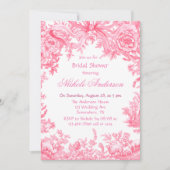 ヴィンテージピンクトイレフラワーブライダルシャワー 招待状 (正面)