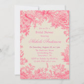 ヴィンテージピンクトイレフラワーブライダルシャワー 招待状 (正面)