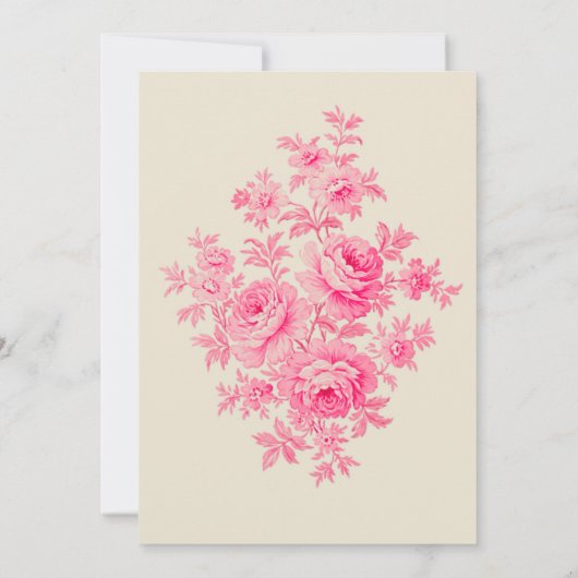 ヴィンテージピンクトイレフラワーブライダルシャワー 招待状 (裏面)