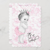 ヴィンテージピンクトイレベビーガールシャワー 招待状 (正面/裏面)