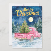 ヴィンテージピンクトラックホリデーカード シーズンカード (正面)
