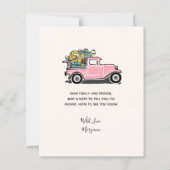 ヴィンテージピンクトラック家具バジェット移動カード (裏面)