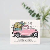 ヴィンテージピンクトラック家具バジェット移動カード (スタンド正面)