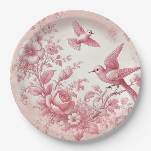 ヴィンテージピンクトワール紙プレート ペーパープレート (正面)