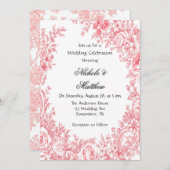 ヴィンテージピンクトワ結婚ールフラワーお祝い 招待状 (正面/裏面)