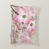 ヴィンテージピンクドッグウッドフラワーズ装飾用クッション アクセントクッション (裏面(縦))