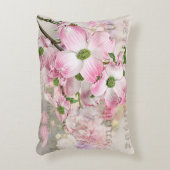 ヴィンテージピンクドッグウッドフラワーズ装飾用クッション アクセントクッション (正面(垂直))