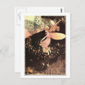 ヴィンテージピンクドリームズフェアリー葉書 ポストカード (正面/裏面)