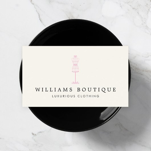 ヴィンテージピンクドレス型枠ファッションブティック 名刺