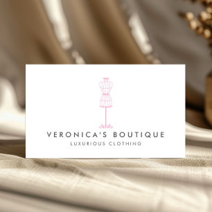 ヴィンテージピンクドレス型枠IIブティックビジネスカード 名刺