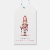 ヴィンテージピンクナツクラッカーの水色ミニマル ギフトタグ (正面)