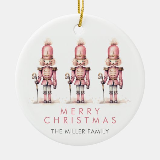 ヴィンテージピンクナツクラッカーの水色ミニマル セラミックオーナメント (正面)