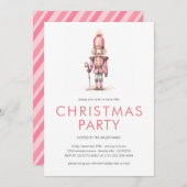 ヴィンテージピンクナツクラッカークリスマスパーティの招待状 招待状 (正面/裏面)